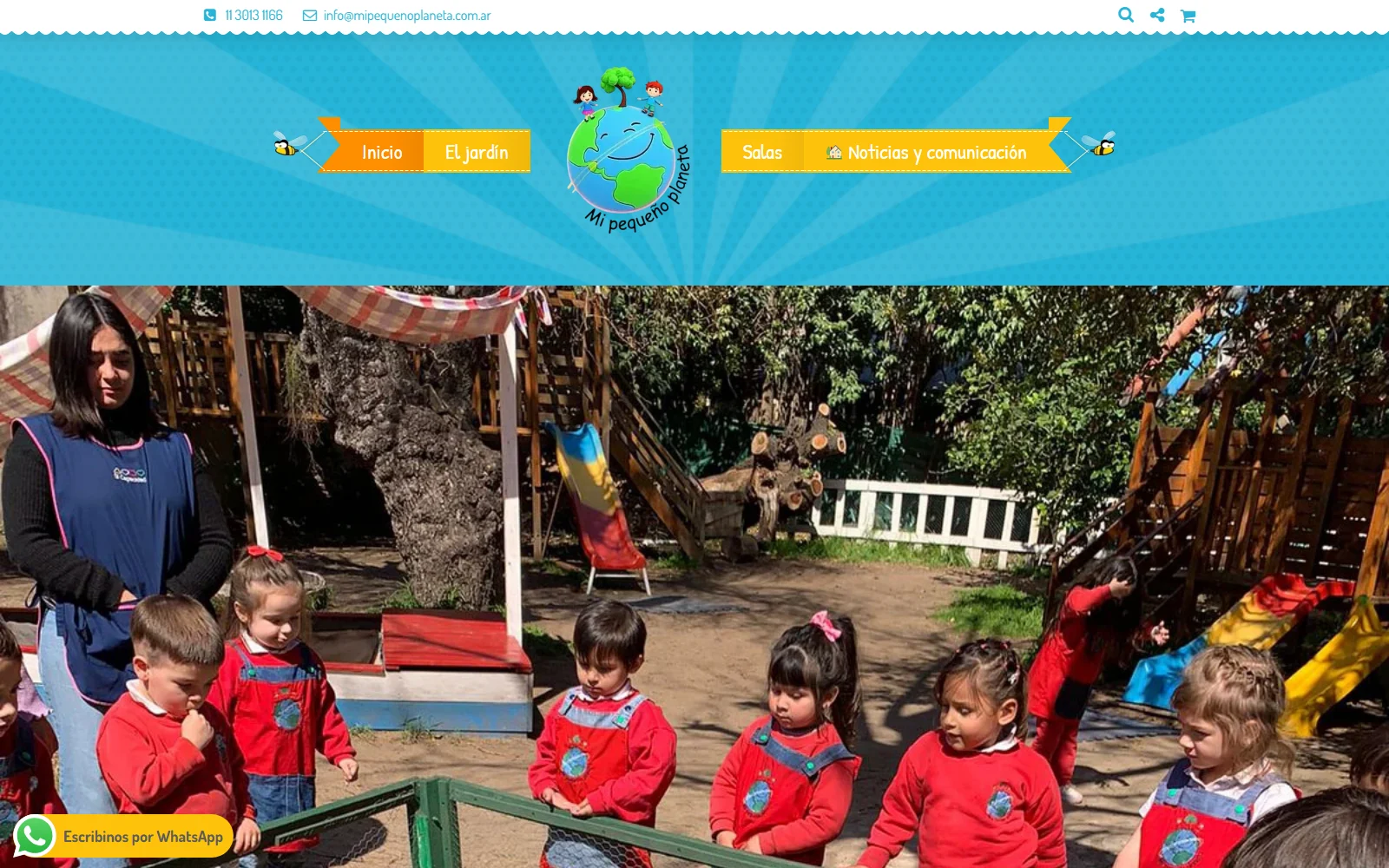 Portada del sitio de Mi Pequeño Planeta, jardín de infantes de Pilar, Buenos Aires.